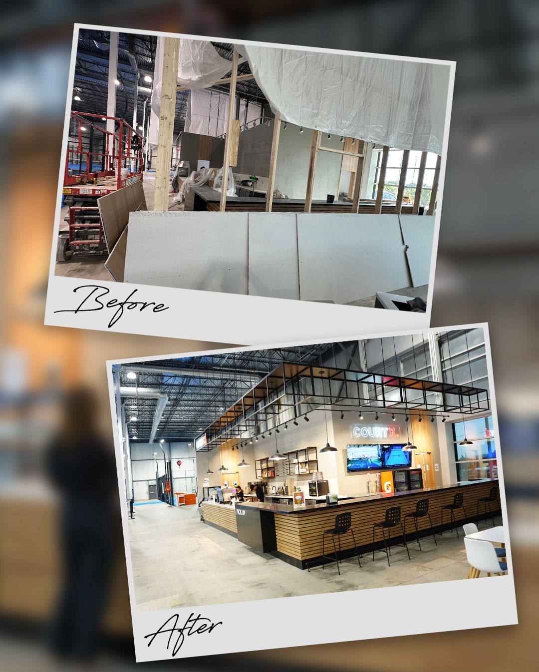 CourtX Café build — before / after